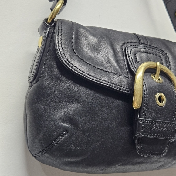 Vintage Coach F11840 Soho Flap Black Leather Shoulder Bag Y2K - Picture 10 of 14